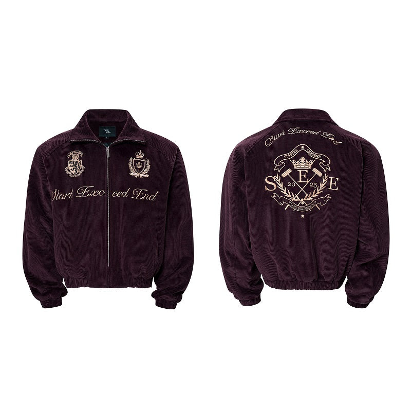 Men's Autumn And Winter Noble Embroidered Badge Men's Stand Collar Jacket