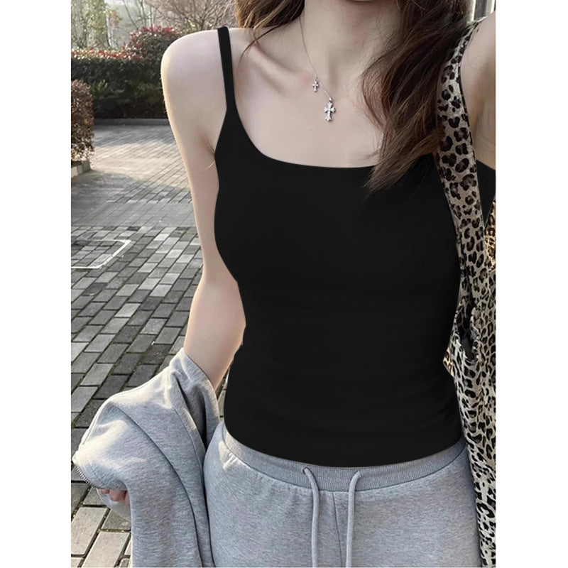 Womens Versatile Tank Top With Detachable Chest Pads And Adjustable Straps