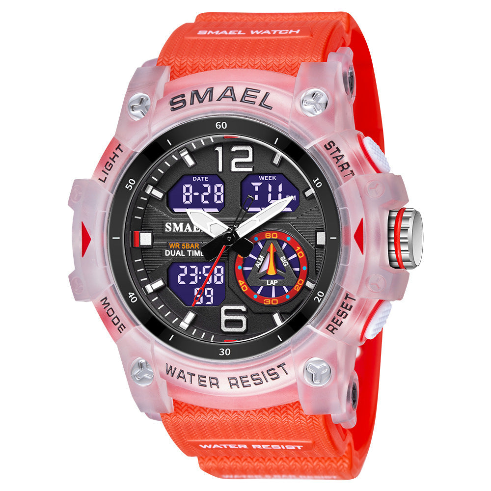 Mens Outdoor Transparent Watch With A Cool Dual-display Design