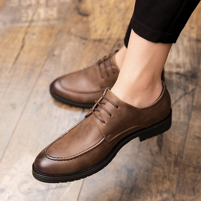 Autumn youth black leather shoes