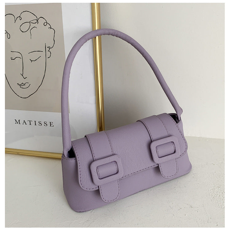 French niche bag women's bag fashionable new fashion Korean casual simple contrast color mesh red one shoulder underarm bag