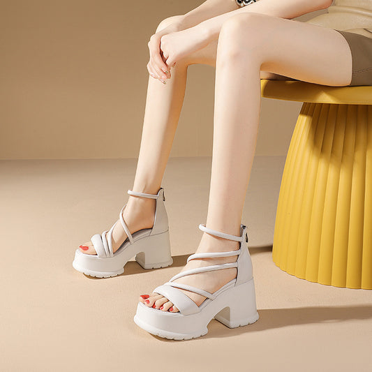 Chunky Heel Open Toe High Heel Sandals For Women Summer New Platform