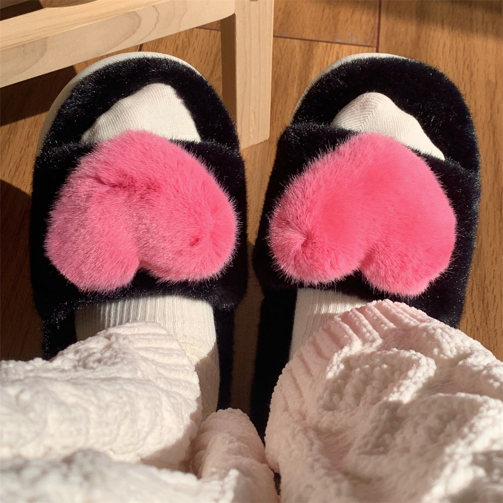 Lovely Three Dimensional Love Cotton Slippers Female