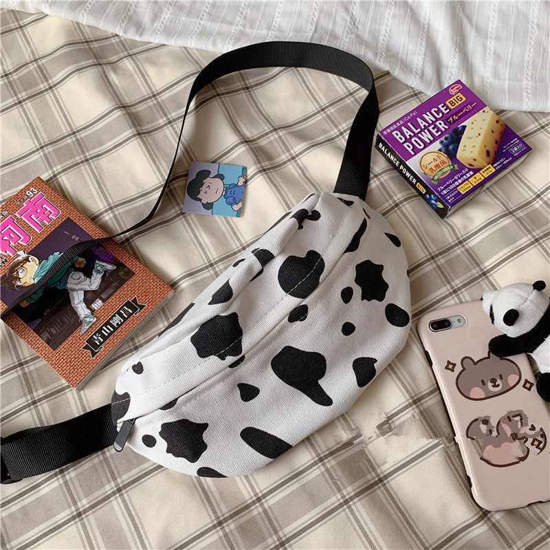 Vintage sense girl cow print canvas