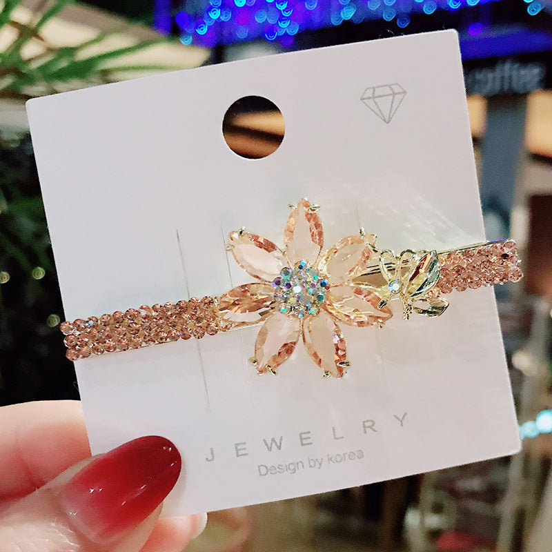 Crystal Alloy Zircon Electroplated Diamond Colored Hairpin