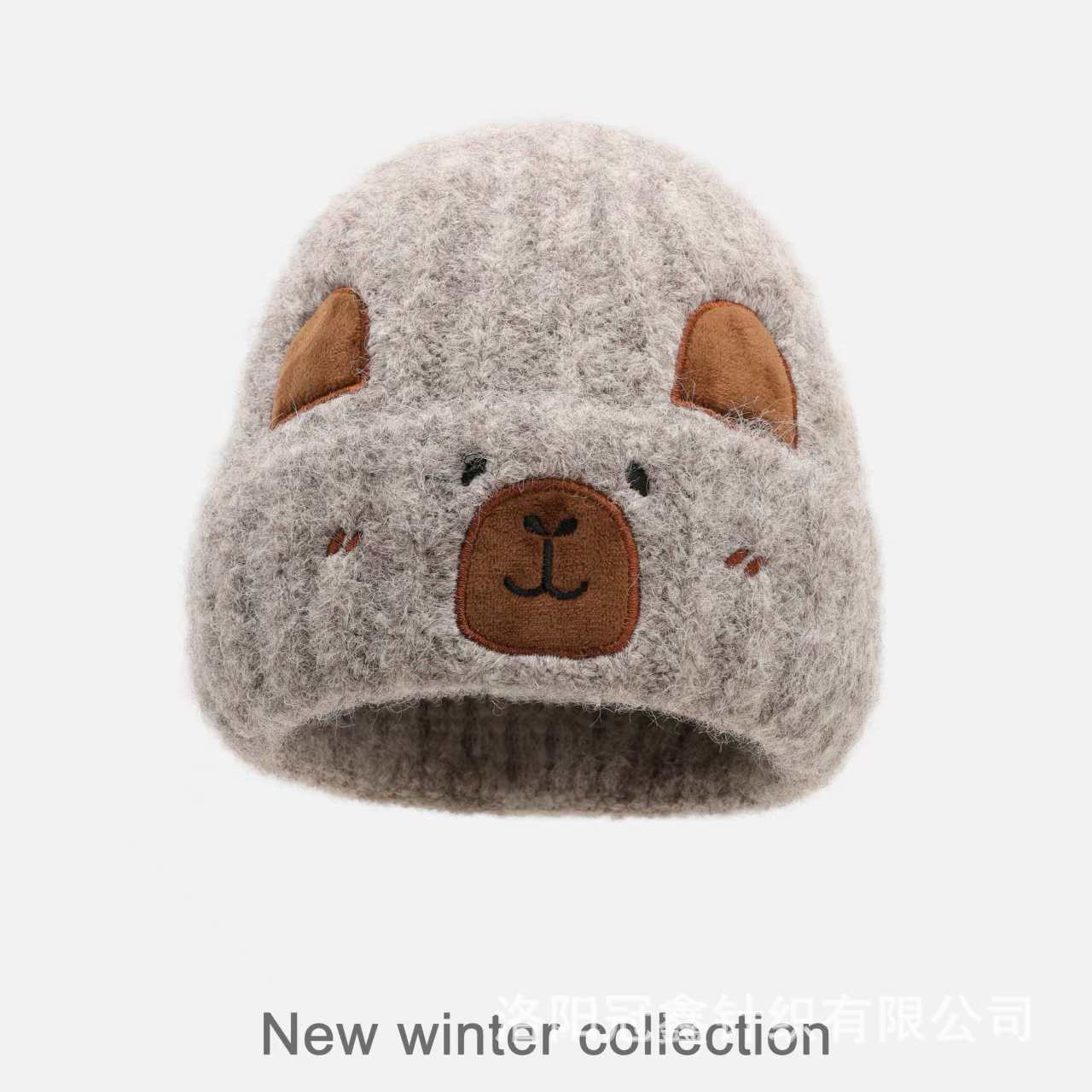 Capybara Bear Cartoon Knitted Beanie For FallWinter