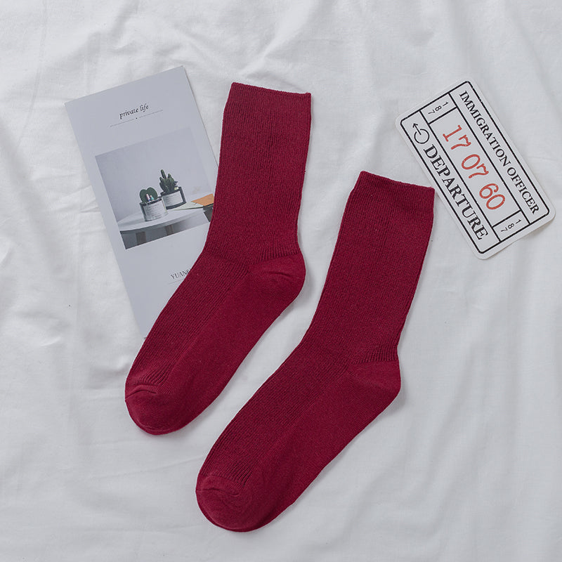 Street Female Fashion Long Thin And All-matching Purple Bunching Socks