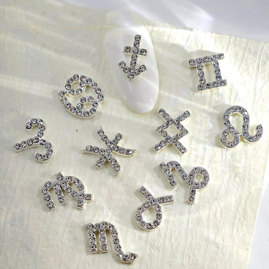 Twelve Zodiac Nail Art Accessories Alloy Inlaid Diamonds