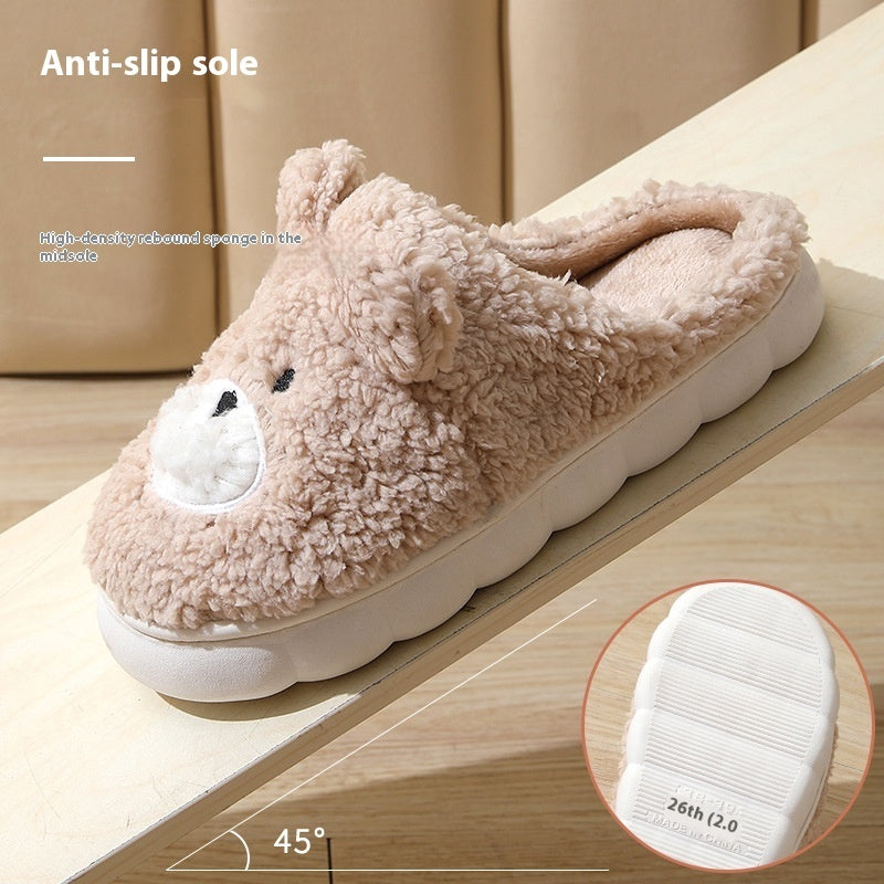 Winter New Cute Cartoon Bear Cotton Slippers Household
