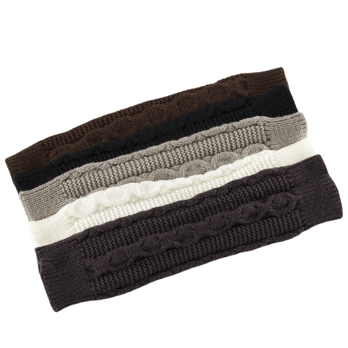 Men's And Women's Thick 8-line Hemp Pattern Fingerless Half-finger Wool Gloves