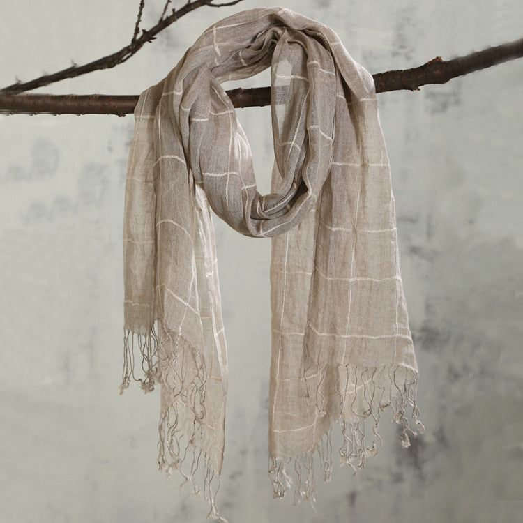 Cotton And Linen Scarf Women's Artistic Shawl Long Four Seasons Warm