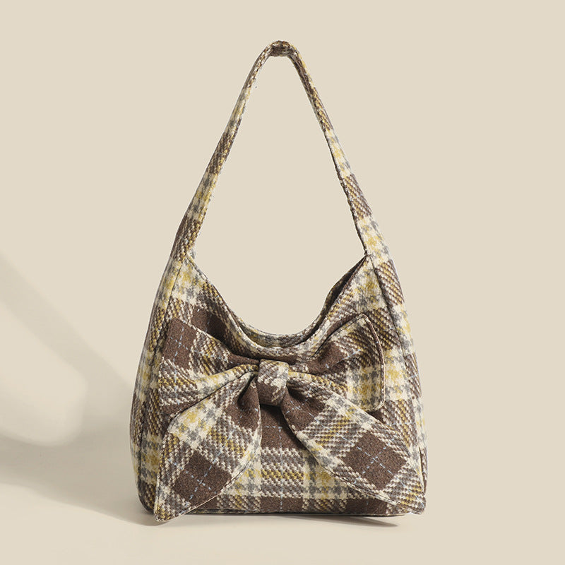 Plaid One-shoulder Simple Underarm All-match Commute Tote Bag