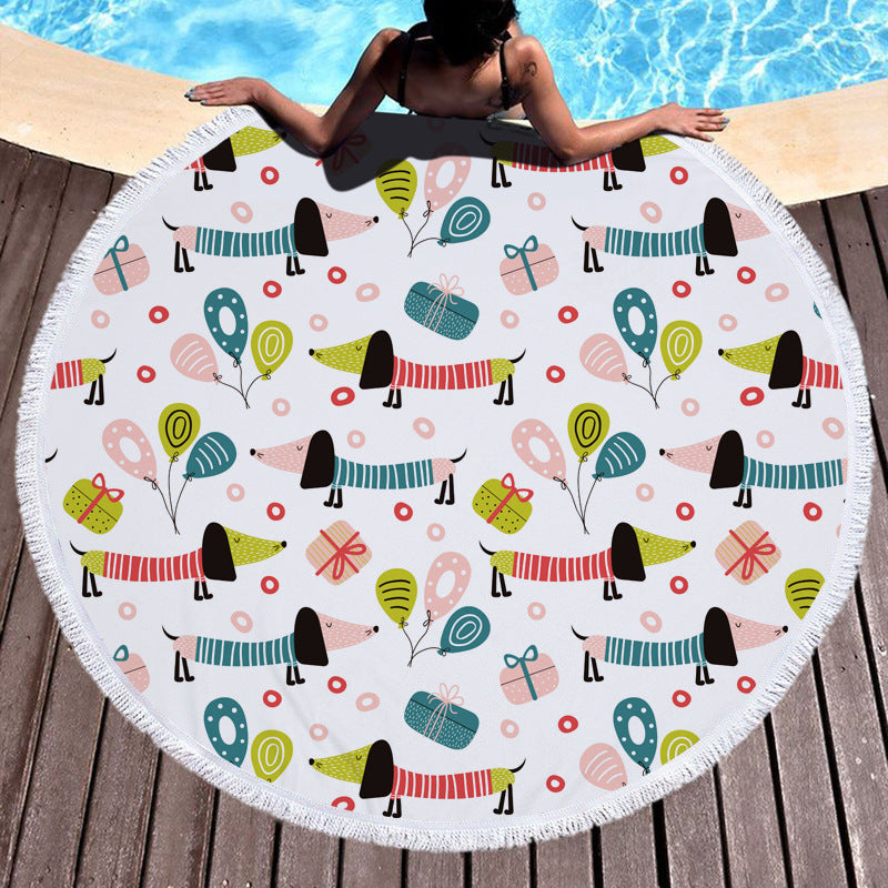 Round printed beach towel
