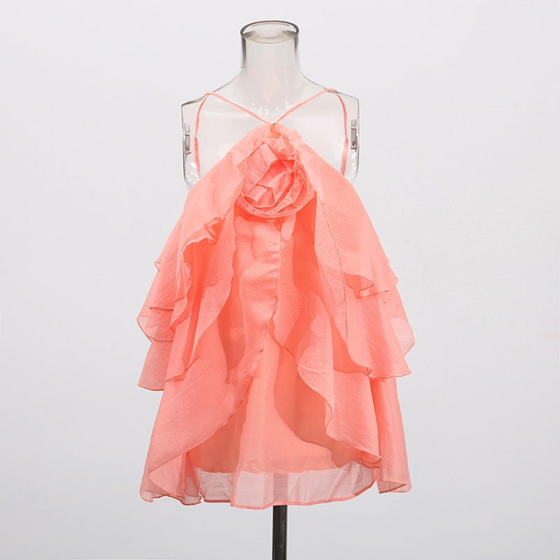 Ruffled Shirt Halter Design Sleeveless Camisole