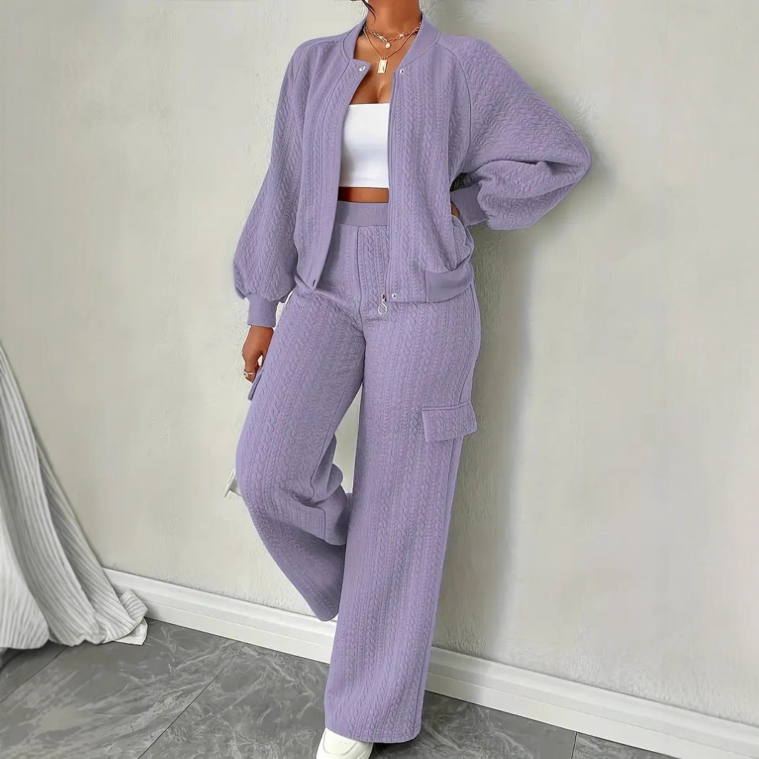 Stylish Casual Knit Hoodie And Pants Two-piece Set