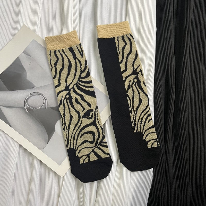 Irregular Graphic Tube Socks Retro Personality Female