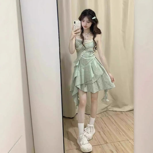 Ruffledstrap Sundress Kort Skirt