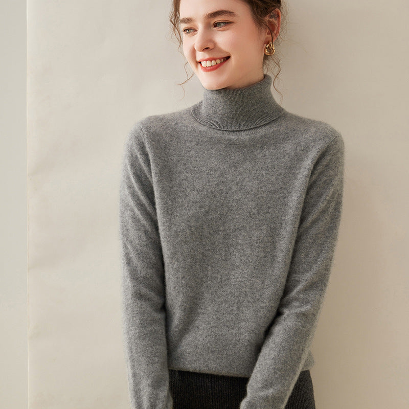 Women's Solid Color Pullover Cashmere Turtleneck Knitting Bottoming Shirt