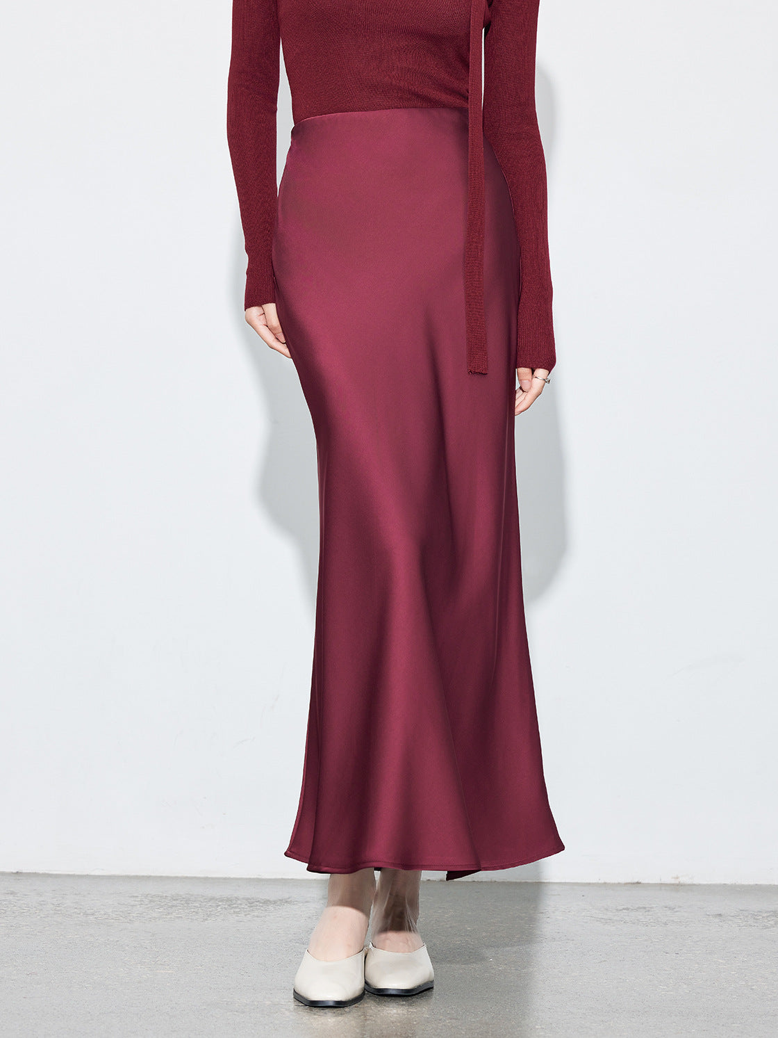 Oblique Cut Glossy Silky Half Body New Acetate Satin Temperament High Waist Fishtail Skirt