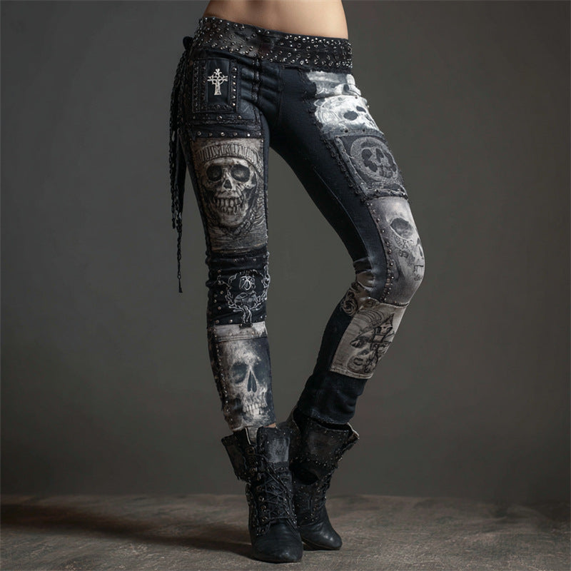 Womens Retro Printed Athletic Yoga Pants