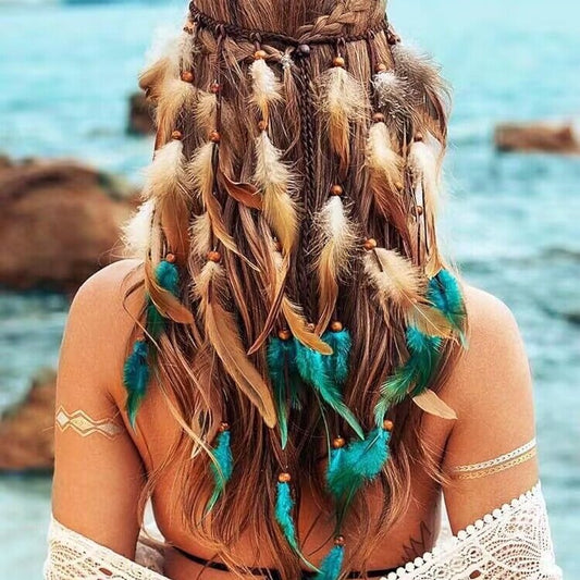 Bohemian Long Two-tone Feather Hair Band Feather Headwear