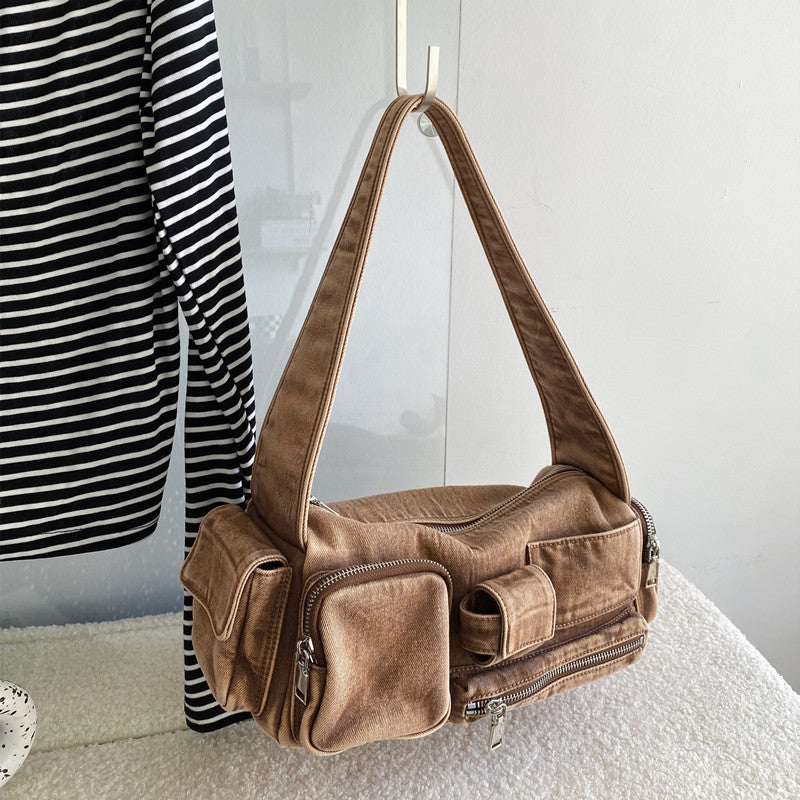 Niche Lokomotiv-stil Multifunktions Retro Denim Skuldertaske/Crossbody-taske