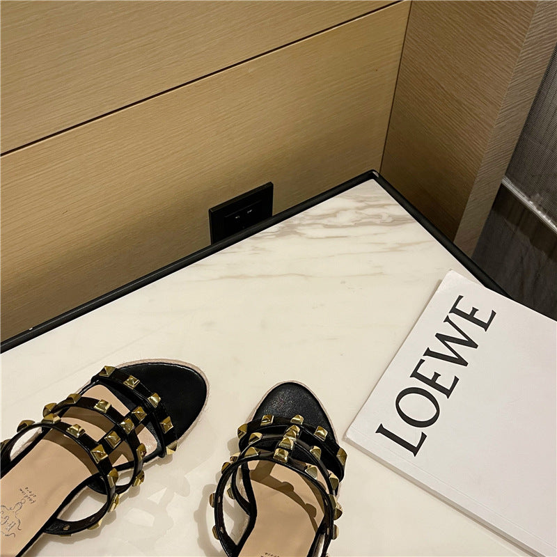 New Korean Rivet Straw Wedges For Women's Shoes
