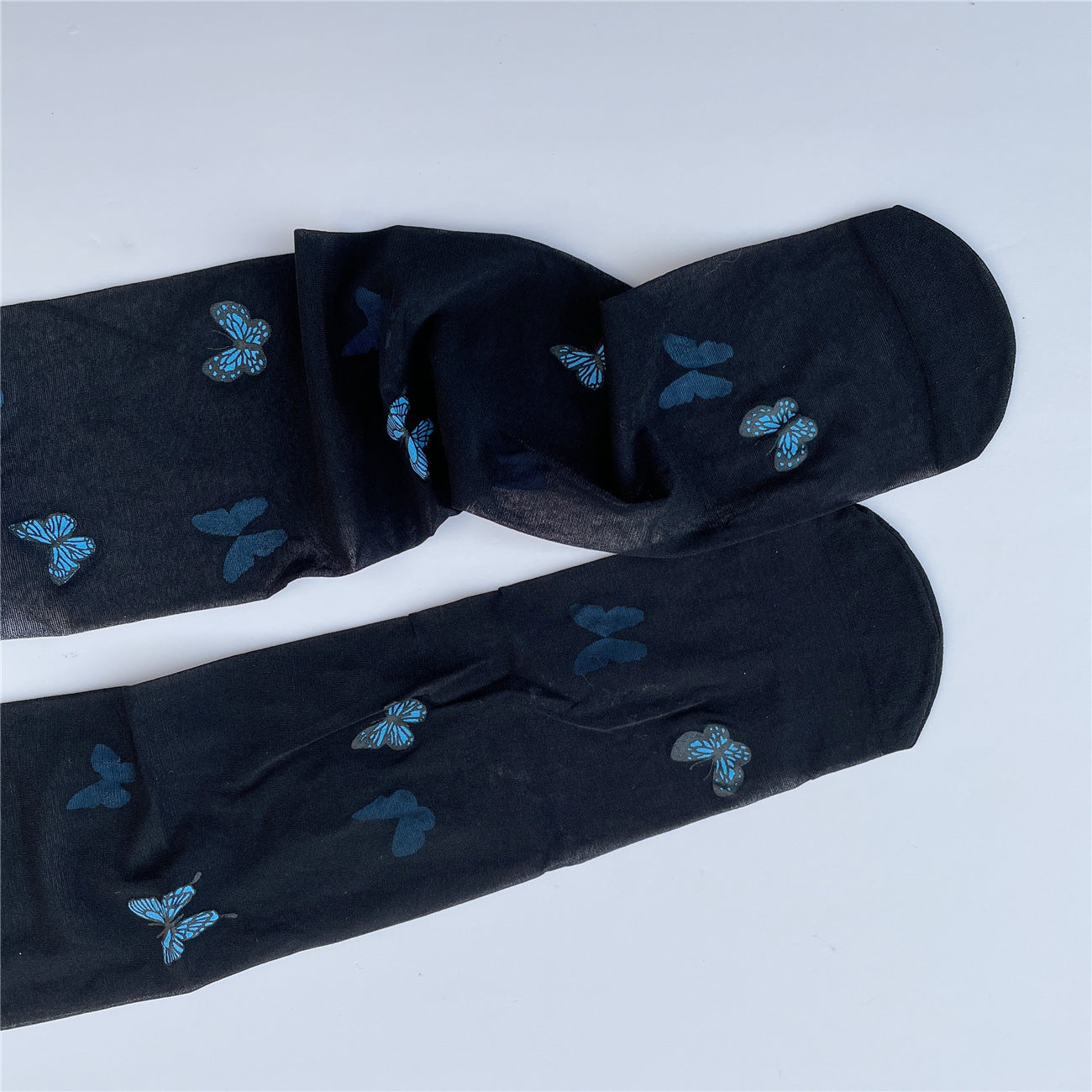 Blue Butterfly Printed Snag-proof Stockings Spring And Summer Pantyhose