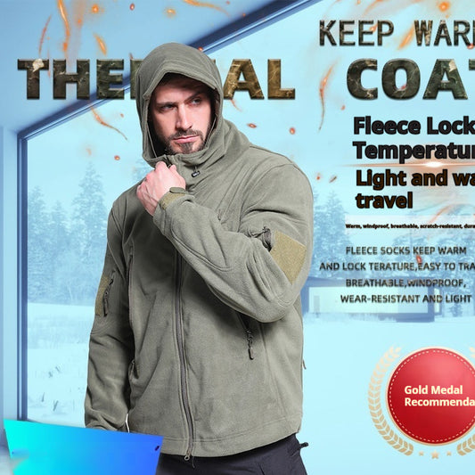 Outdoor Sports Fleece-Lined Hooded Insulated Polar Fleece Jacket