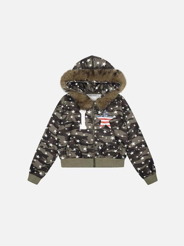 Women's Fashion Personalized Printed Zipper Hooded Sweater