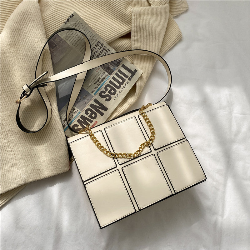 Fashion Stitching Quilted Check Underarm Small Square Bag