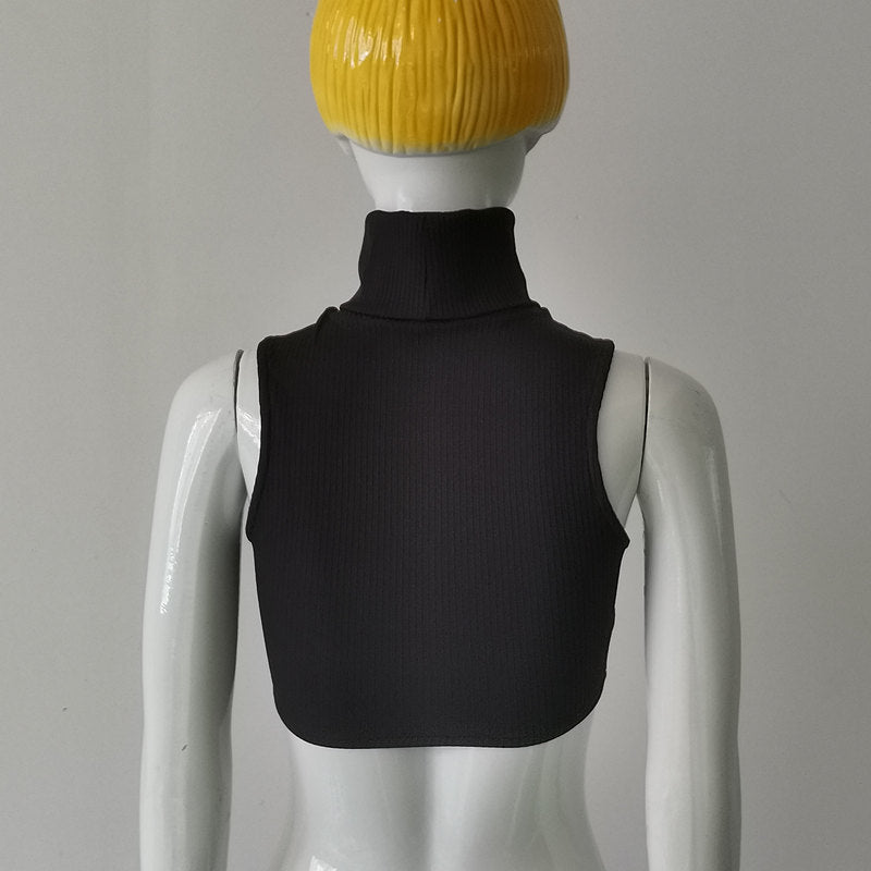 Slim-Fit Tank Top Turtleneck Backless Bodysuit