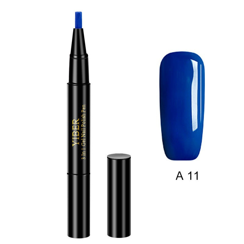 5pcs Nail Polish Pen 3 In 1 One Step Glue Pen Multicolor