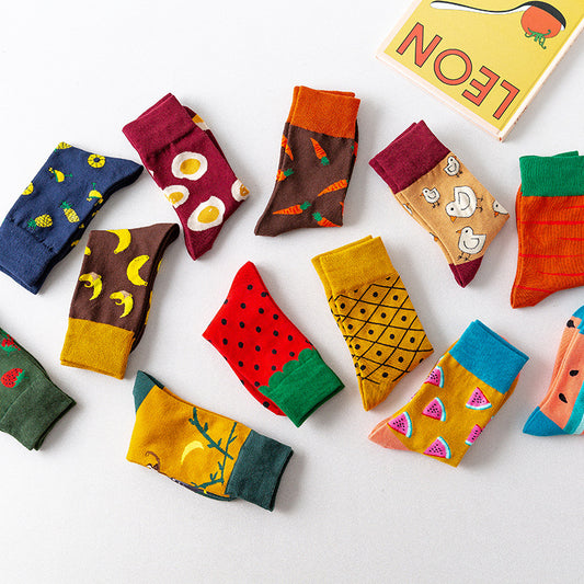 Fruit tube women's socks Jacquard cartoon Japanese women's socks