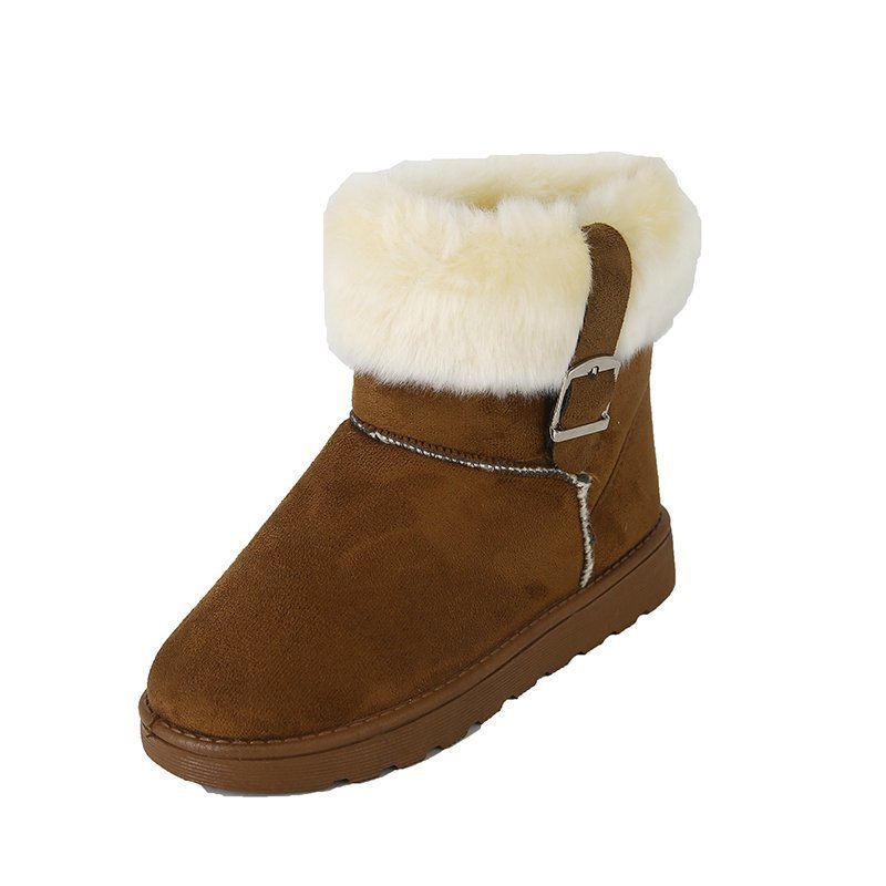 Flat Korean Version Of Thick Velvet Versatile Warm Ankle Boots