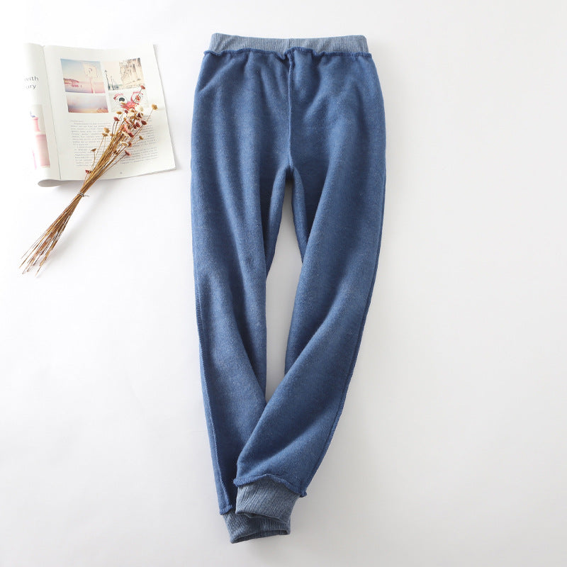 Autumn And Winter Fleece-lined Thickened Casual Pants Women's Pearl Velvet Sweatpants