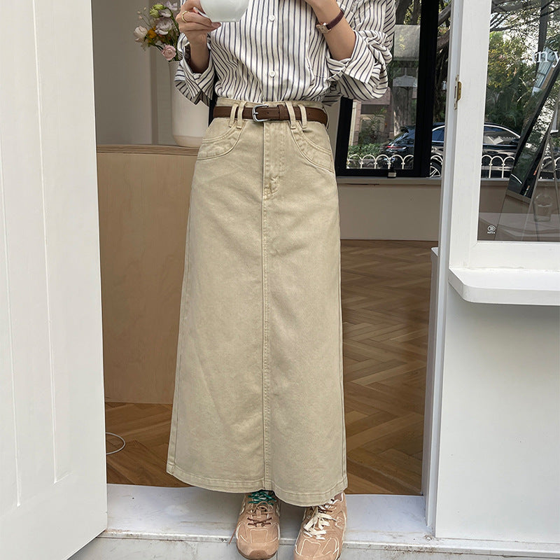 High Waist Temperament Temperament Wild Retro Denim Skirt