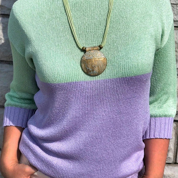Women's Clothes Color Matching Long-sleeved Sweater