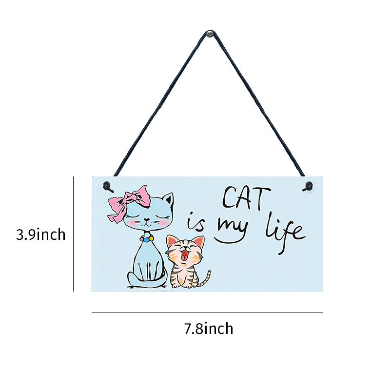 Wooden Cat Pendant For Pets Vintage Style