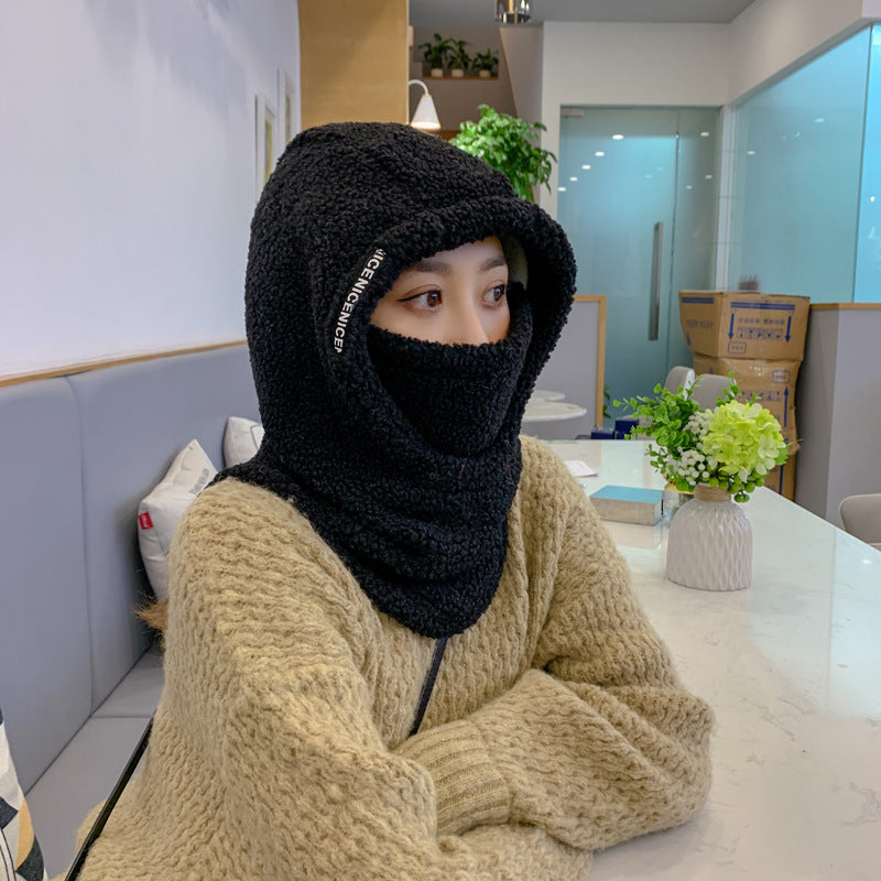 Fleece Warm Lamb Wool Hat Outdoor Cycling Cold Protection