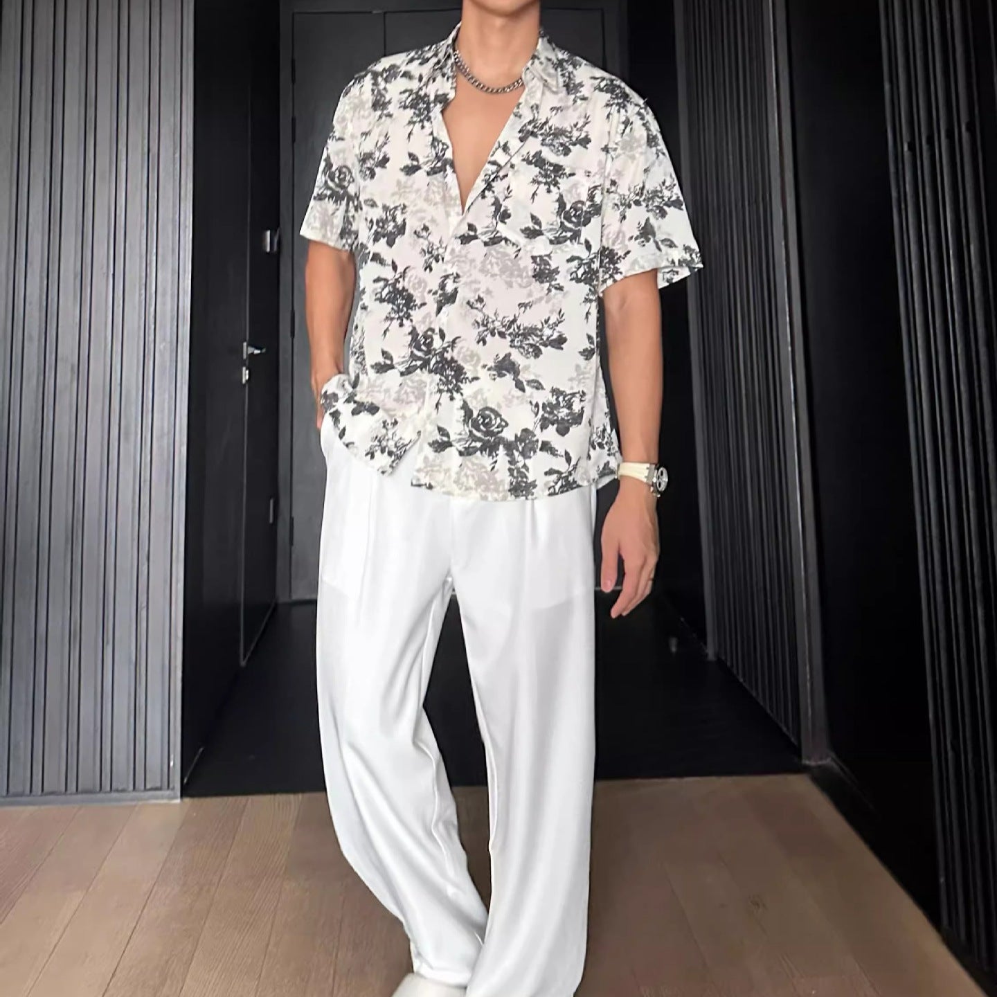 Vacation Style Loose Casual Pendant Short Sleeve Printed Shirt