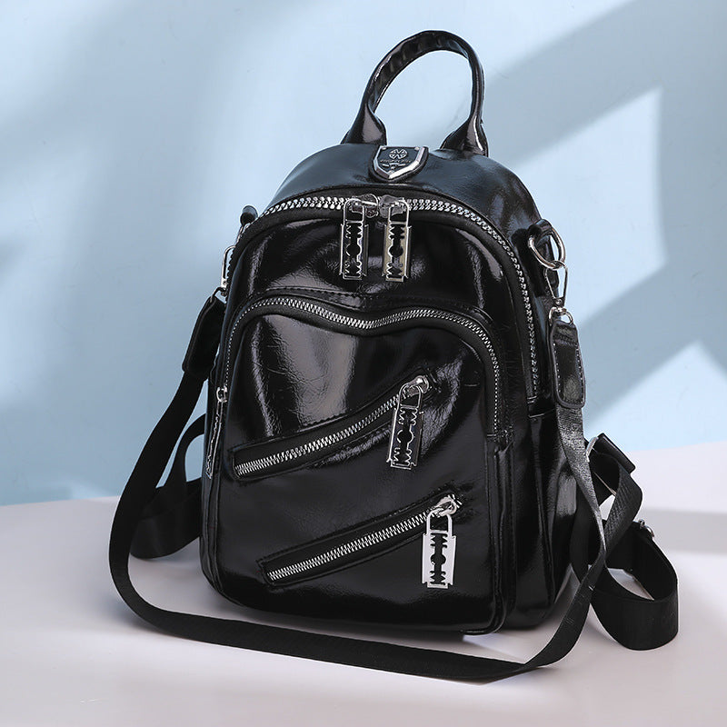 Women's Multi-functional Messenger Bag Soft Leather Lightweight Waterproof Large Capacity Backpack