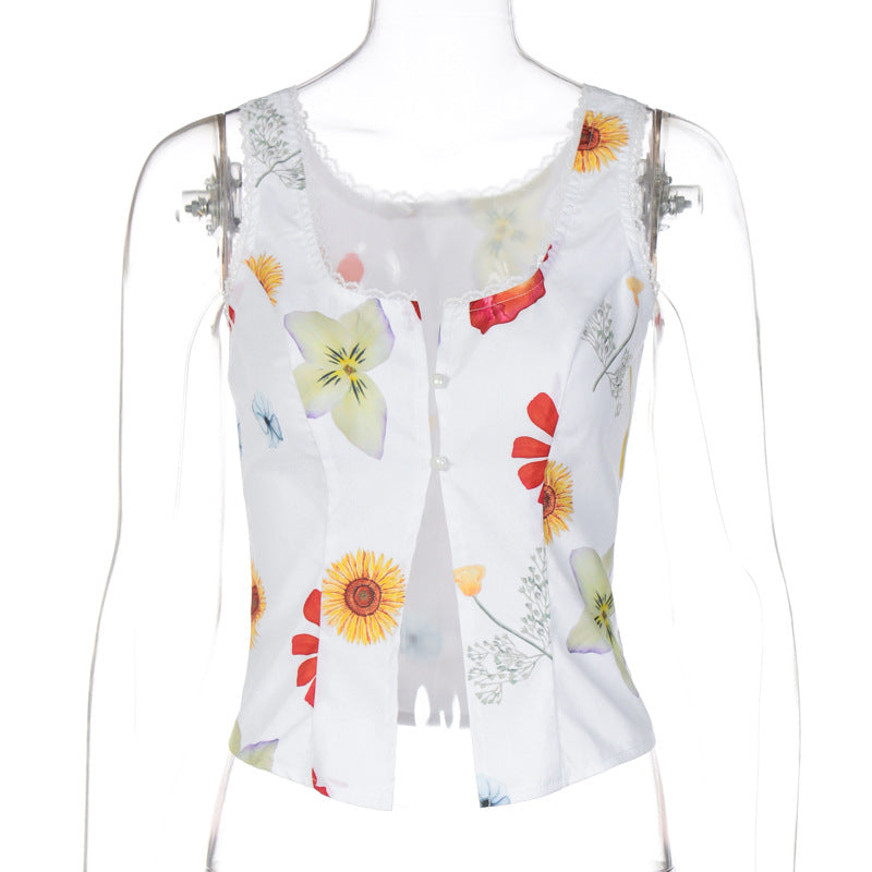 Women's Sleeveless Button-up Cropped Cardigan Vest