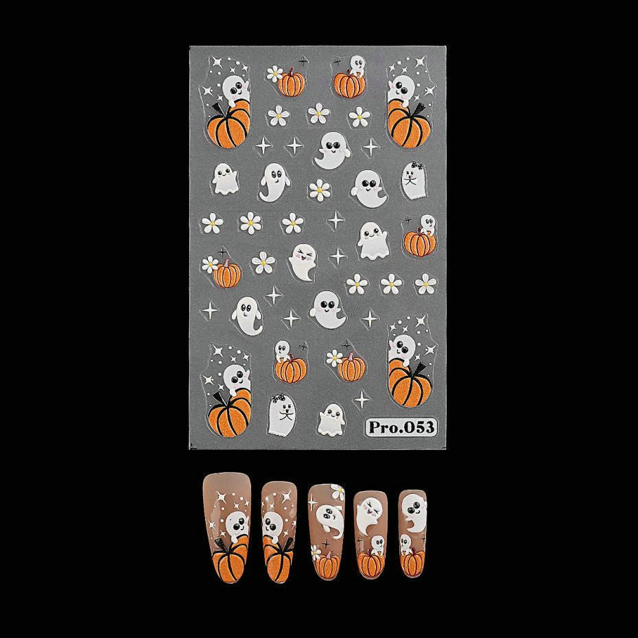 Wansheng Cartoon Cute Ghost Skull Spider Web Nail Back Glue