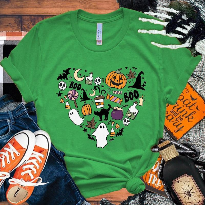 Halloween Boo Græskar Kærlighed T-shirt Mænd Kvinder