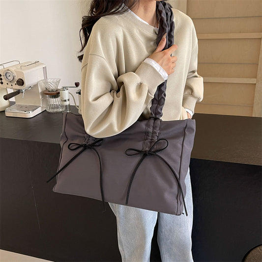 Pleated Large Capacity Bag Female Korean Style Simple And Casual Tote Bag Commuter Shoulder Bag