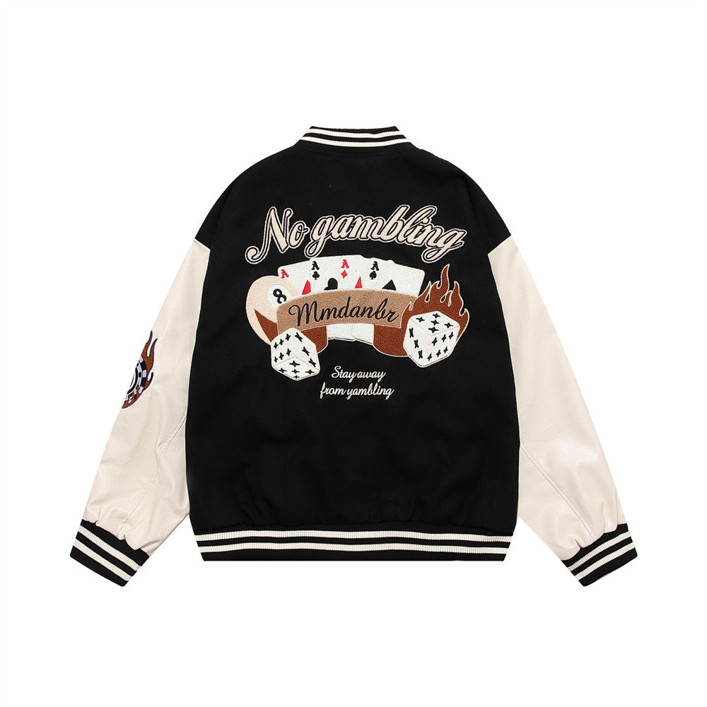 Men's Baseball Jacket Color Blocking Embroidered Coat