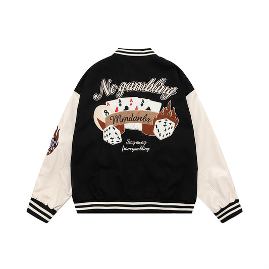 Men's Baseball Jacket Color Blocking Embroidered Coat