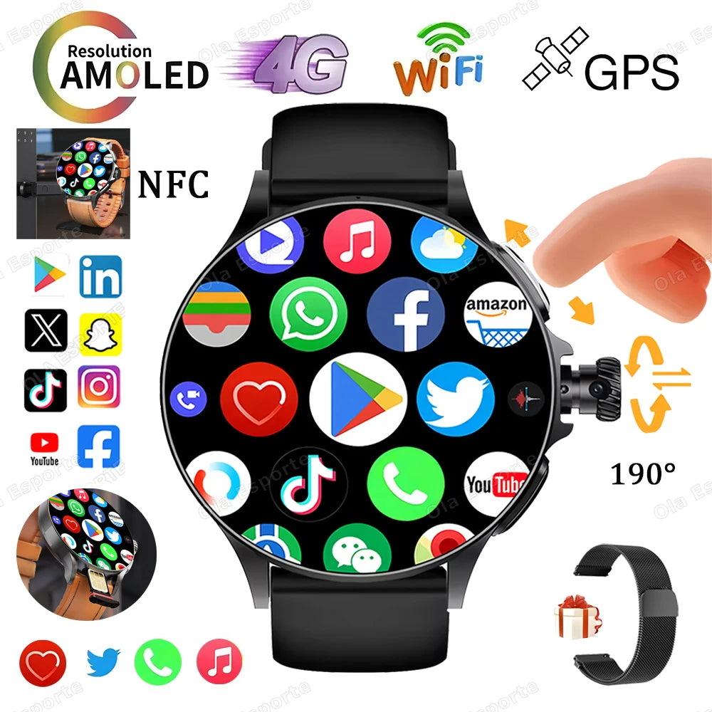Sim Card NFC Smart Watch GPS Tracker 5G/WIFI BT Call 800W Camera 1.95Inch Payment Heart Rate Fitness Sport 1000Mah Smartwatch Me