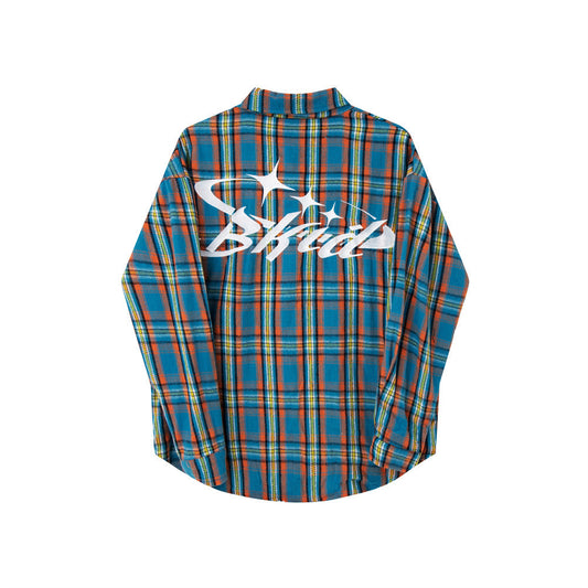 Letter Embroidery High Street Style Trendy Loose Casual Cardigan Shirt